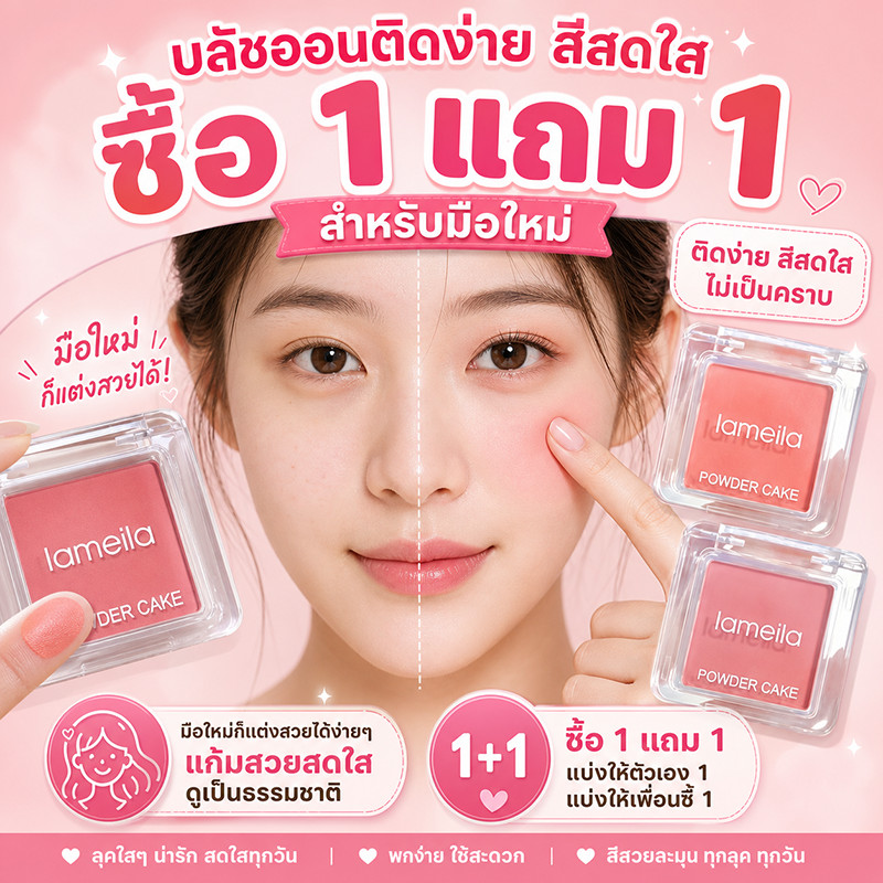 [1แถม1]Extraction Lameila Blush Palette บลัชออน เนื้อแมท โทนสีสวย บลัชออนพาเลทอุปกรณ์สําหรับแต่งหน้า 4 สี กันน้ำ ติดทน