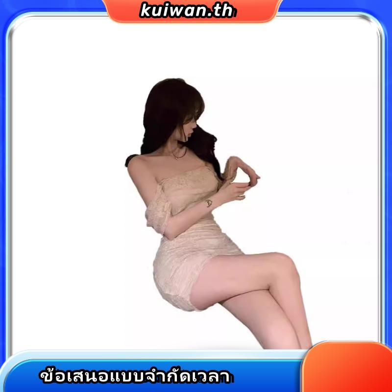 [HSSL] ชุดเดรสเซ็กซี่ผู้หญิงเฉือนคอลูกไม้ดอกไม้ปาร์ตี้เกาหลีคลับห่อมินิเดรส MCL7717