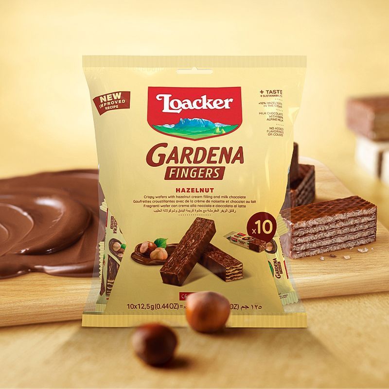 Loacker Laijia นําเข้าบิสกิตเวเฟอร์นิ้วเคลือบช็อคโกแลตเนยโกโก้บริสุทธิ์แซนวิชส่วนที่เหลือของว่าง2026
