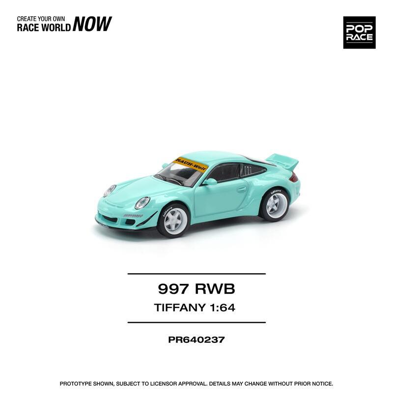 Pop Race 1:64 Rauh-Welt RWB997 Duck Wing Blue รถโมเดลDiecast