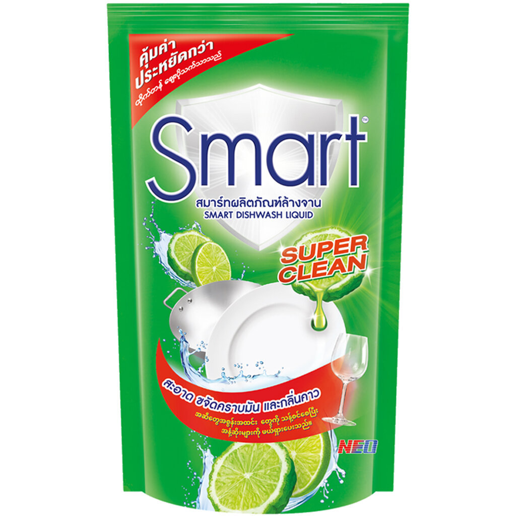 LeeMart น้ำยาล้างจาน สมาร์ท Smart 400ML ล้างจาน สมาท สูตร ซูเปอร์ คลีน สีเขียว Super Clean ขนาด 400 มล.