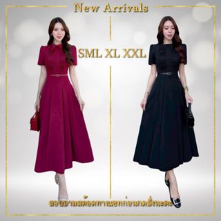 ❥S-XXL  เดรสยาวคอปก ดีไซน์ เรียบเก๋ งานป้าย ABIGAIL เดรสทำงา…