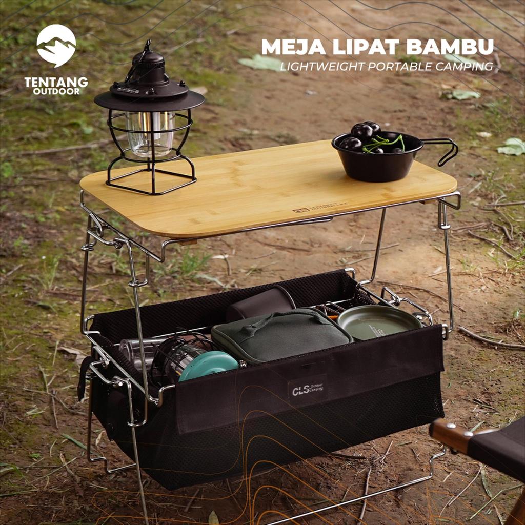 โต๊ะพับขนาดเล็กไม้ไผ่ CLS โต๊ะพับแคมป์ปิ้งกลางแจ้ง