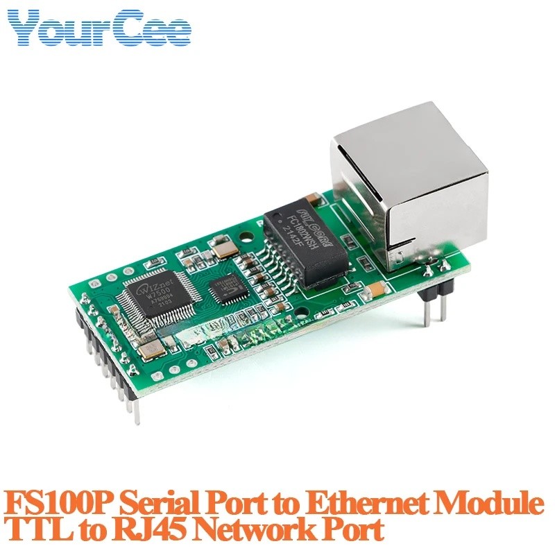 FS100P Serial UART TT to Ethernet Converter โมดูล TCPIP TTL to RJ45 เครือข่าย Bidirectional Board สน