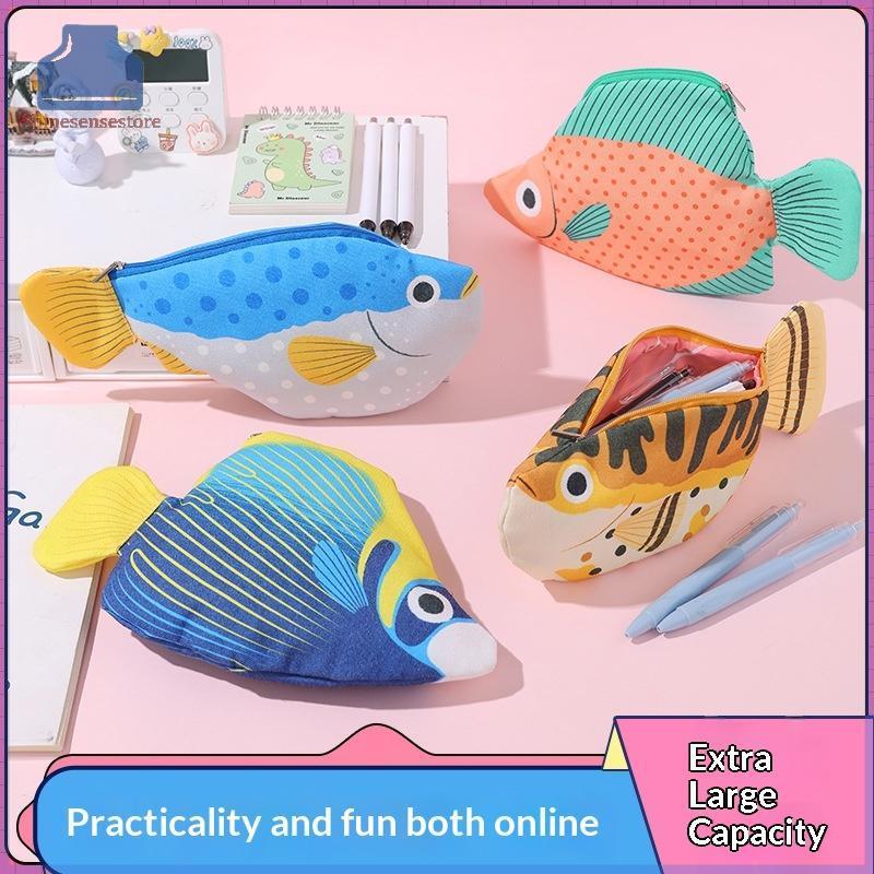 SHINE Creative Quirky Sea Fish ดินสอขนาดใหญ่-ความจุสนุกการ์ตูน Organizer กระเป๋า Multi-Functional Storage กระเป๋าเครื่องเขียนกรณีของขวัญ TH
