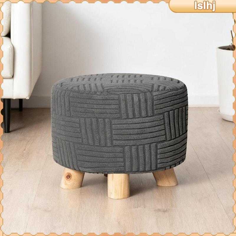 [Lslhj] Ottoman Cover หนาล้างทําความสะอาดได้ Stretch Ottoman Slipcover รอบสตูลเท้าสําหรับห้องนอน