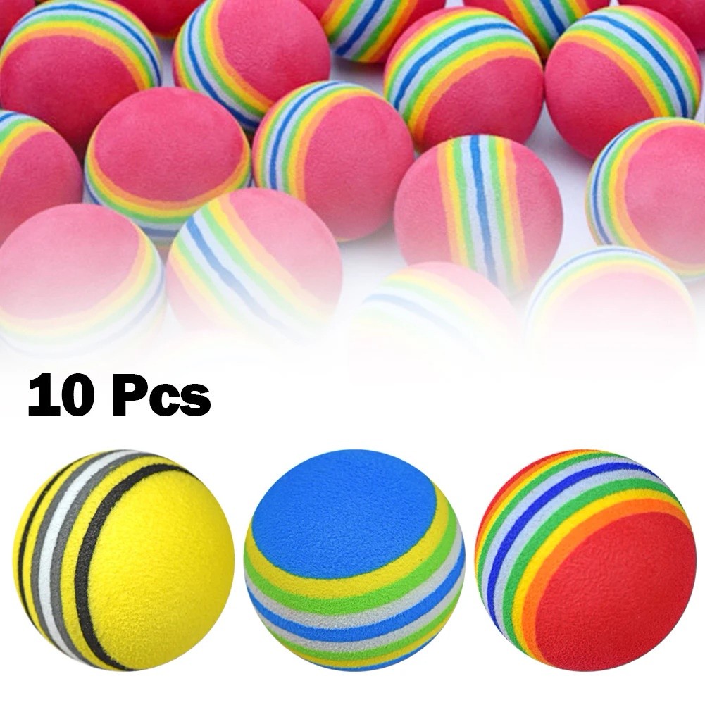 10pc Golf Swing Training Foam Balls Indoor Practice Rainbow Sponge Balls Flexible Soft Golf Practice