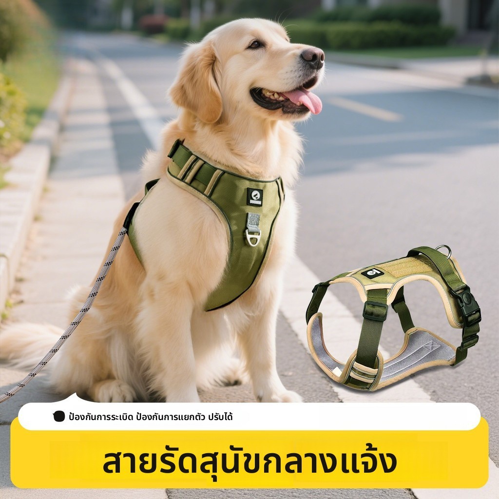สายจูงสุนัขสายรัดสุนัขขนาดใหญ่โกลเด้นรีทรีฟลาบราดอร์สุนัขขนาดกลางเสื้อกั๊กสไตล์ป้องกันการระเบิดสุนัขเดินเชือก – โปรปัง