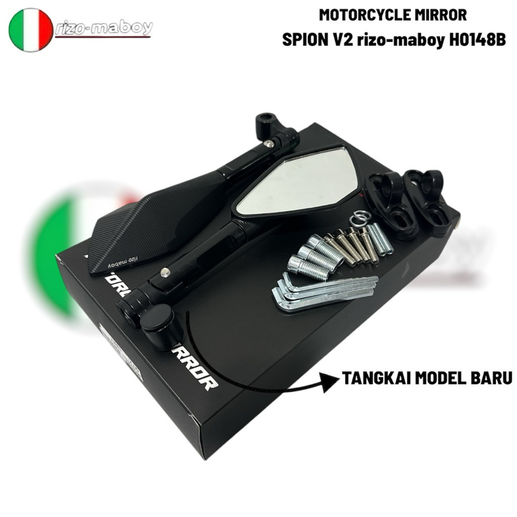 Rizo-maboy Racing - V2 Octa Rizo-maboy Full CNC Black Series กระจกสีขาว Universal สําหรับรถจักรยานยน