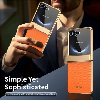 Electroplated กรอบบานพับเคสโทรศัพท์สําหรับ Samsung Galaxy Z Flip 8 Flip 7 Z Flip 6 Z Flip 5 Z Flip 4 over พร้อมฟิล์มนิรภัย