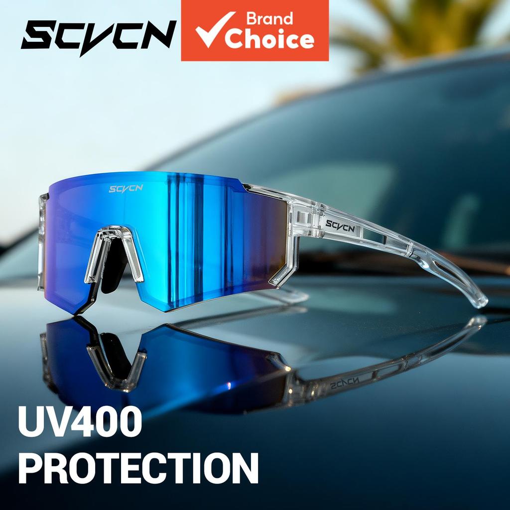 แว่นตาขี่จักรยานกีฬา SCVCN, ป้องกันรังสี UV, กันลมและกันฝุ่น, แว่นกันแดดสําหรับวิ่งกลางแจ้งและตกปลา