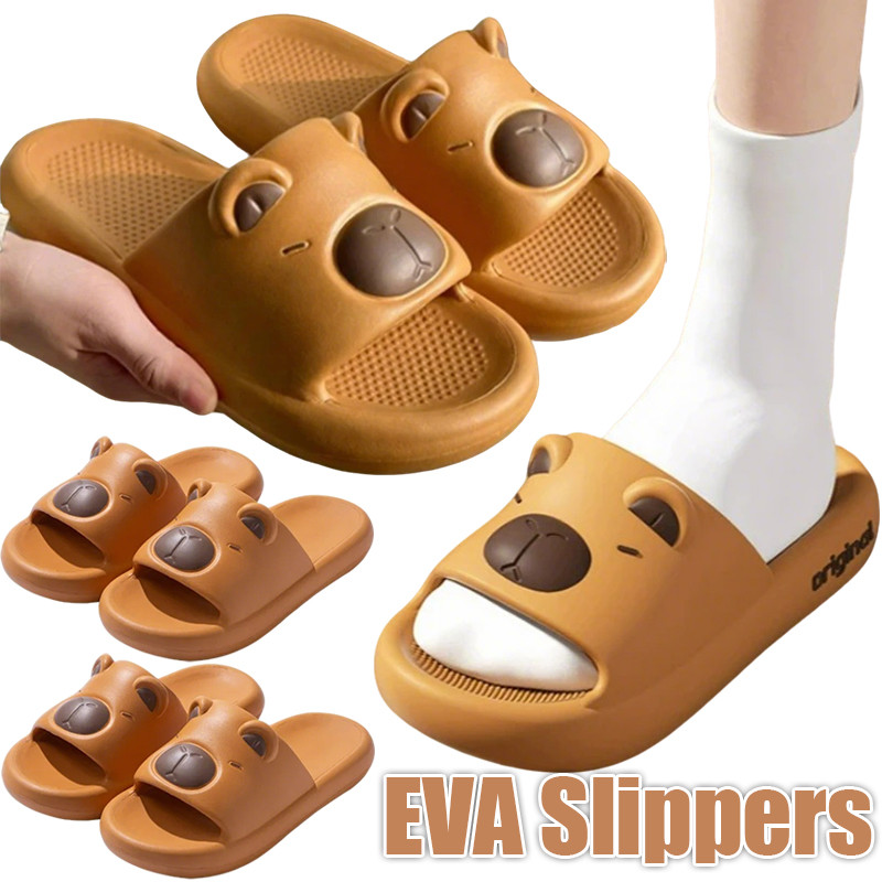 รองเท้าแตะกันลื่น EVA ลายคาปิบารา พื้นหนา ใส่ได้ทั้งในบ้านและนอกบ้าน