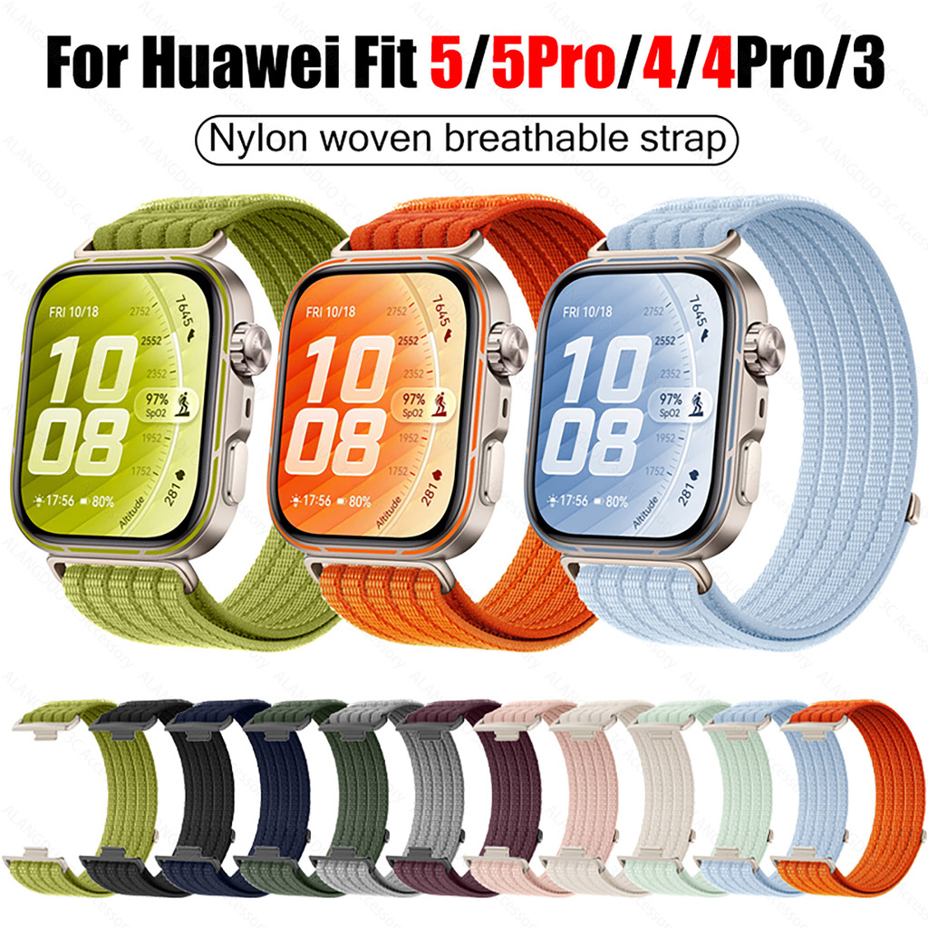 Huawei Watch Fit 5 4 Pro 3 สายไนลอนทอสายรัดข้อมือกีฬาระบายอากาศสําหรับ Huawei สมาร์ทวอท์ช Fit5 Fit4 Pro QuickLink สายรัดเปลี่ยนได้