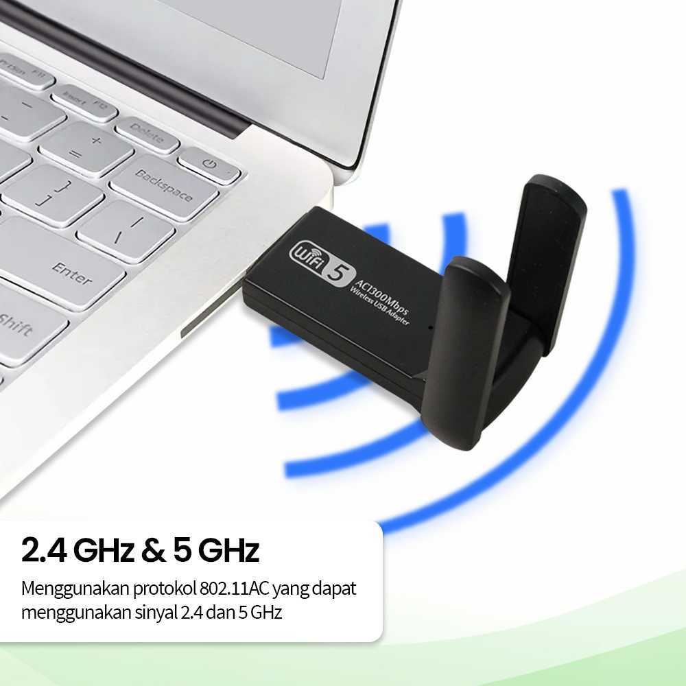 ICANING อะแดปเตอร์ดองเกิลส่งสัญญาณ USB WiFi 802.11ac 1300Mbps - AC1300 Alanmasbro10