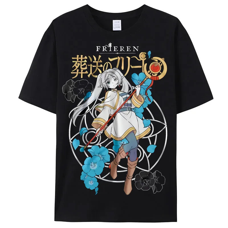 เสื้อยืดลาย Frieren Sousou no Frieren สไตล์สตรีท ผ้าฝ้ายแท้ แขนสั้น สำหรับวัยรุ่น หลายไซส์ S-5XL