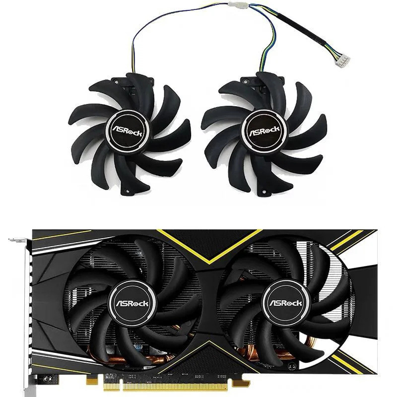 PVA080E12R DC 12V 0.5A RX5500XT GPU Cooler สําหรับ ASRock RX 570 590 5500XT 5600XT พัดลมระบายความร้อ