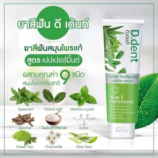 ยาสีฟันสมุนไพร D.dent ยาสีฟันดีเดนท์ สูตรดั้งเดิม หลอดละ 100 กรัม แพ็ค 10หลอด ของแท้ มีปลายทาง