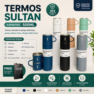 TERMOS SULTAN Vacuum Flask Set Hampers Botol Minum Cangkir Premium 500 ML Panas Dingin Tahan Lama