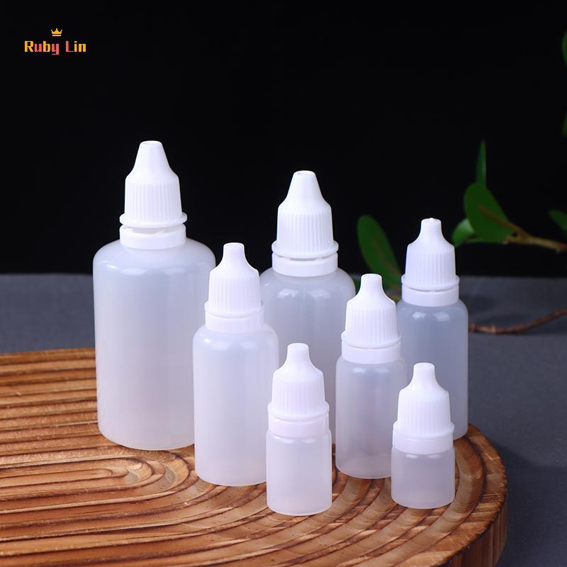 Ruby Lin 10PCS 5/10/15/20/30/50ml พลาสติกเปล่า Dropper ขวดสีความงามน้ํามัน Squeezable ขวดรีฟิลเครื่องสําอางขวด Nice