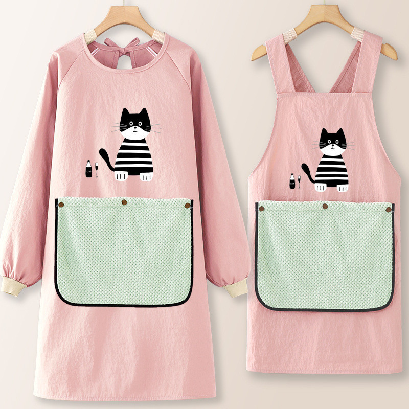 หญิงสาวน้ําไล่แขนยาว 2025 ห้องครัวพรีเมี่ยมทํางาน Overalls Oil-Proof Hand-Shining ผ้ากันเปื้อนทําอาห