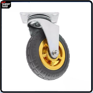 T0017 ล้อรถเข็น ล้อยาง ลูกล้อหมุนได้ ล้อโพลียูรีเทนสีดํา พร้…