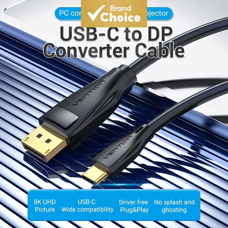 Vention อะแดปเตอร์ Type C เป็น DisplayPort DP 1.4 ความละเอียด 4K 240Hz 2K 360Hz 1080P 480Hz สําหรับแ