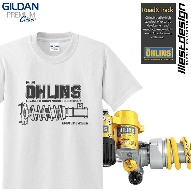 23 2025 fashion Moto Tees: เสื้อยืดดีไซน์ช่วงล่าง Ohlins R15R3R6R1M CBR150R1000RR ZX10RR GSXR1000R 1