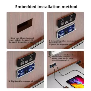 🚀ท้องถิ่น🚀4 พอร์ต 76W 12-24V RV USB Outlet Dual PD3.0 Type-C Car Fast Charger & QC3.0 แผง Wall Mount อะแดปเตอร์ชาร์จสําหรับรถรถบัส RV ATV รถบรรทุกเรือ