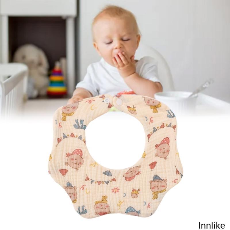 INN ดูดซับผ้าพันคอเด็ก Bib ทารก Drooling ผ้าขนหนูปรับ Snaps Teething Bib สําหรับทารกแรกเกิดเด็กวัยหั