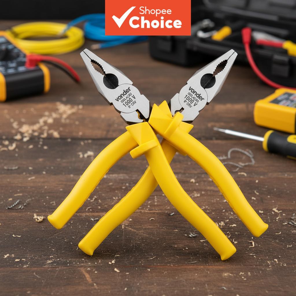 VONDER คีมหุ้มฉนวนขนาด 8 นิ้ว สําหรับช่างไฟฟ้ามืออาชีพ รองรับแรงดันไฟฟ้า 1000V