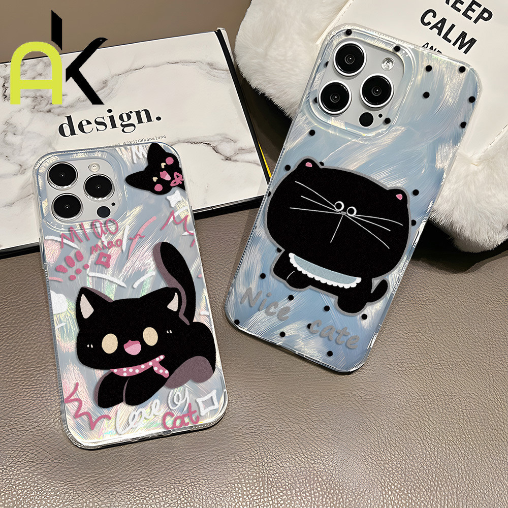 AK แมวดำ เคส for Samsung A17 A07 A56 A55 A36 A26 A16 A06 A54 A05 A15 A12 A34 A52s A53 A35 A24 A14 S23 FE S24 Ultra