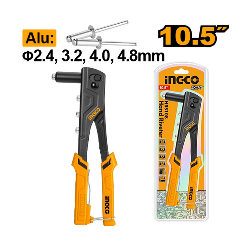 INGCO คีมย้ำรีเวท ขนาด 10.5 นิ้ว รุ่น HRS108 ใช้กับลูกยิงรีเวทขนาด 2.4, 3.2, 4.0, 4.8 มม. (อิงโก้)