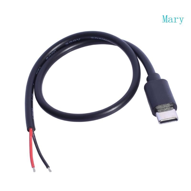 Mary USB Type C Male Plug to 2Pin Pigtail Cable 15W 30CM สําหรับซ่อมหรือเปลี่ยนความต้องการการชาร์จ