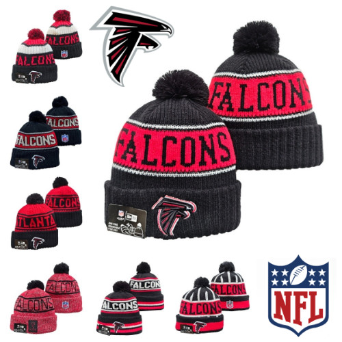 NFL Atlanta Falcons Team สีดําและสีแดงผสมหมวกขนสัตว์อเนกประสงค์ใหม่/ยุคสไตล์หมวกอบอุ่น