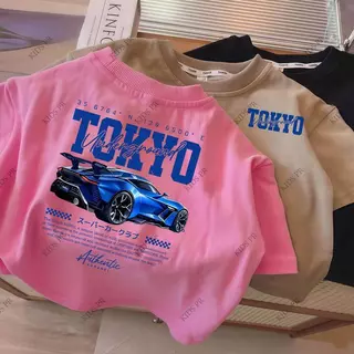 COD 2026 Tokyo Racing Car Printed Kid's T-shirt Fashion Trendy Casual Pure Cotton Top for 3-13 Yrs T16