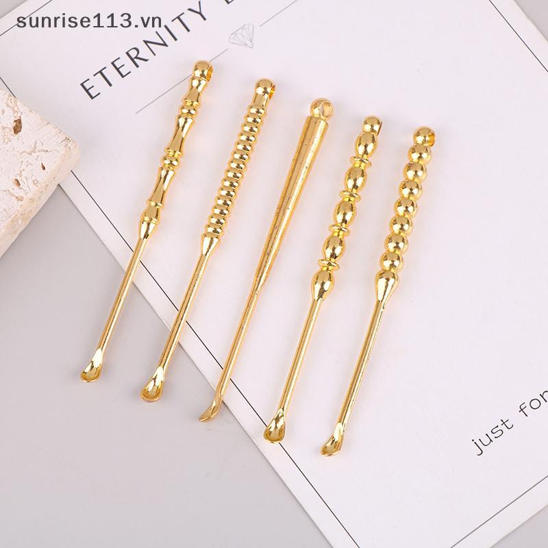 SR Beauty Ear Pick Ear Curette Cleaner กําจัดขี้หูเครื่องมือทําความสะอาดช้อนหูทองเหลืองแบบพกพาทําควา