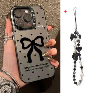 โบว์สีดำ โลหะชุบโลหะด้วยไฟฟ้า IMD เคส For Samsung A07 A17 A37 A56 A55 A06 A16 A05S A15 A54 A22 A26 A35 A36 4G 5G