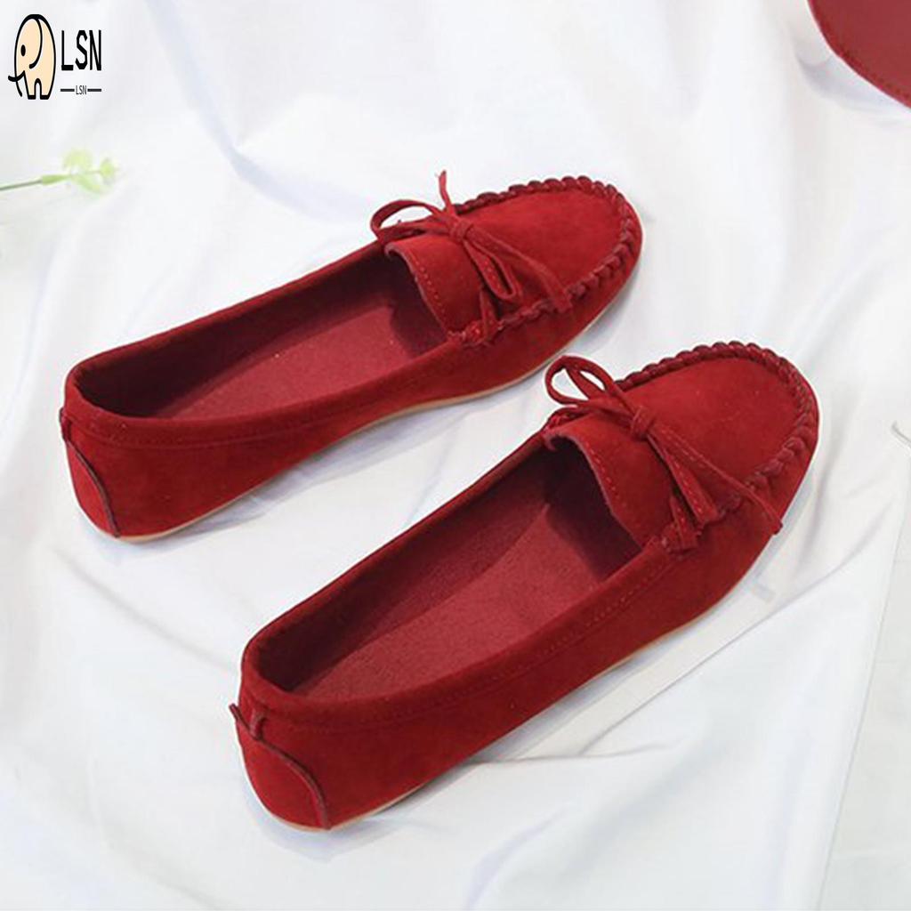 รองเท้า Loafer มีโบว์สำหรับผู้หญิง ใส่สบาย กันลื่น เหมาะกับการไปชายหาดหรือใช้งานประจำวัน