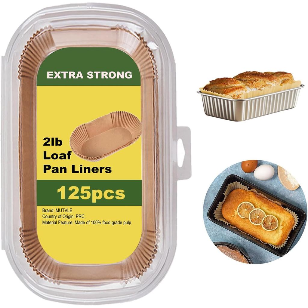 Loaf Pan Liners, 125 ชิ้น Non-Stick ขนมปัง PAN Liners, Loaf Parchment Liners กระดาษ Loaf กระทะสําหรั
