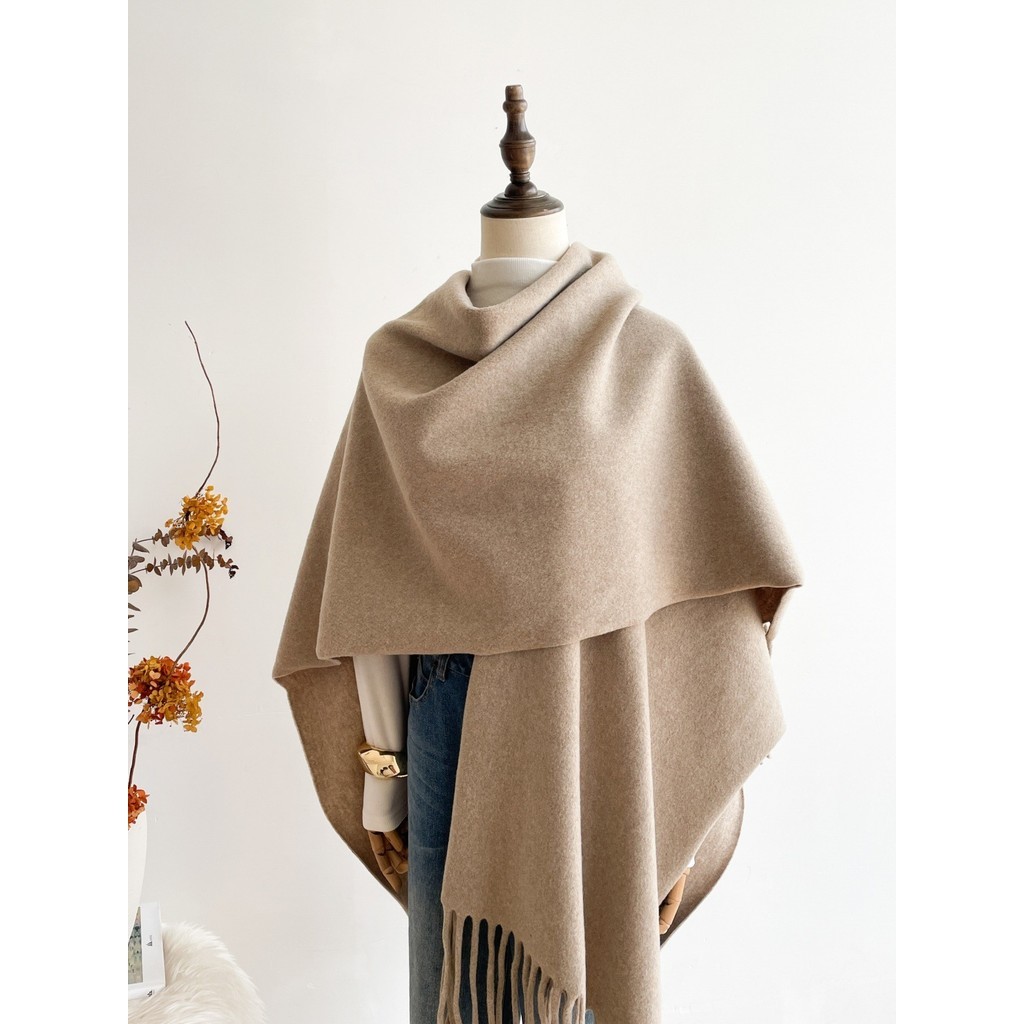 WINTER WOMAN PONCHO SHAWL OUTER CASHMERE WINTER TASSEL SHAWL