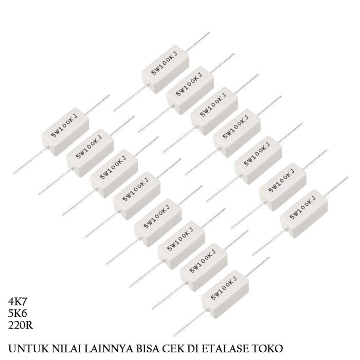 (TS) 5W 5 WATT 4K7 5K6 220R 0.1R 6K8 CHALK RESISTOR