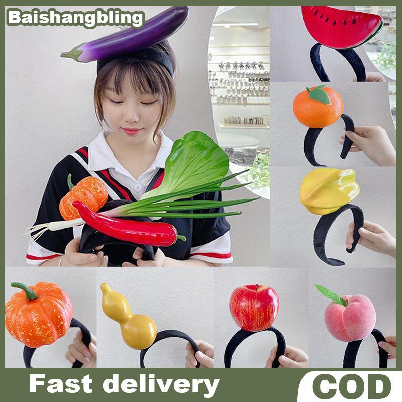 BSBL ตลกจําลองผลไม้ผักผม Hoop ขนมปังแครอทกล้วย Hairband พริกไทยวันเกิดคอสเพลย์ฮาโลวีน Headwear BL