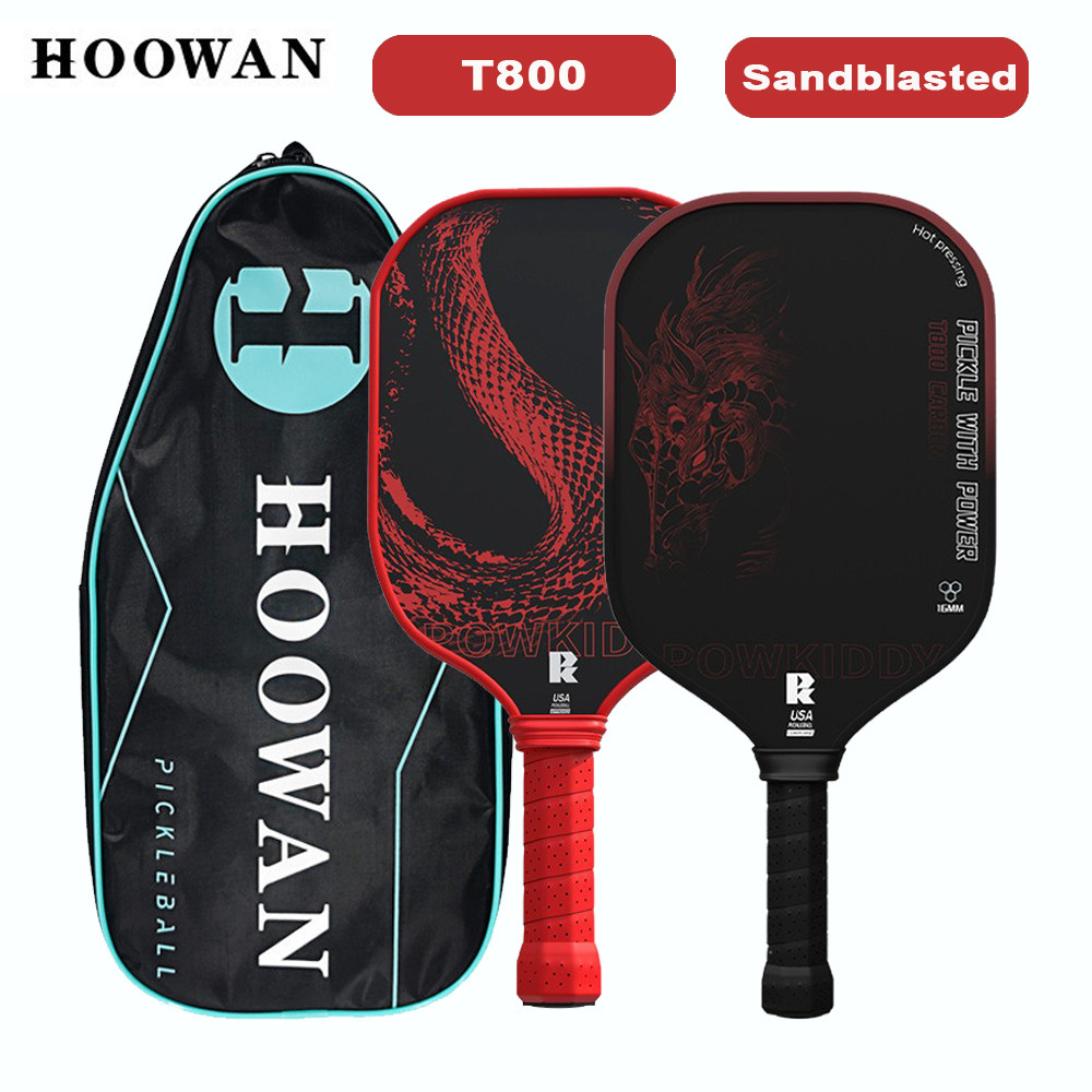 POWKIDDY T800 คาร์บอนไฟเบอร์ Pickleball Paddle 16 มม.พื้นผิว Pickleball Racket Thermoformed Pickle Ball Paddle