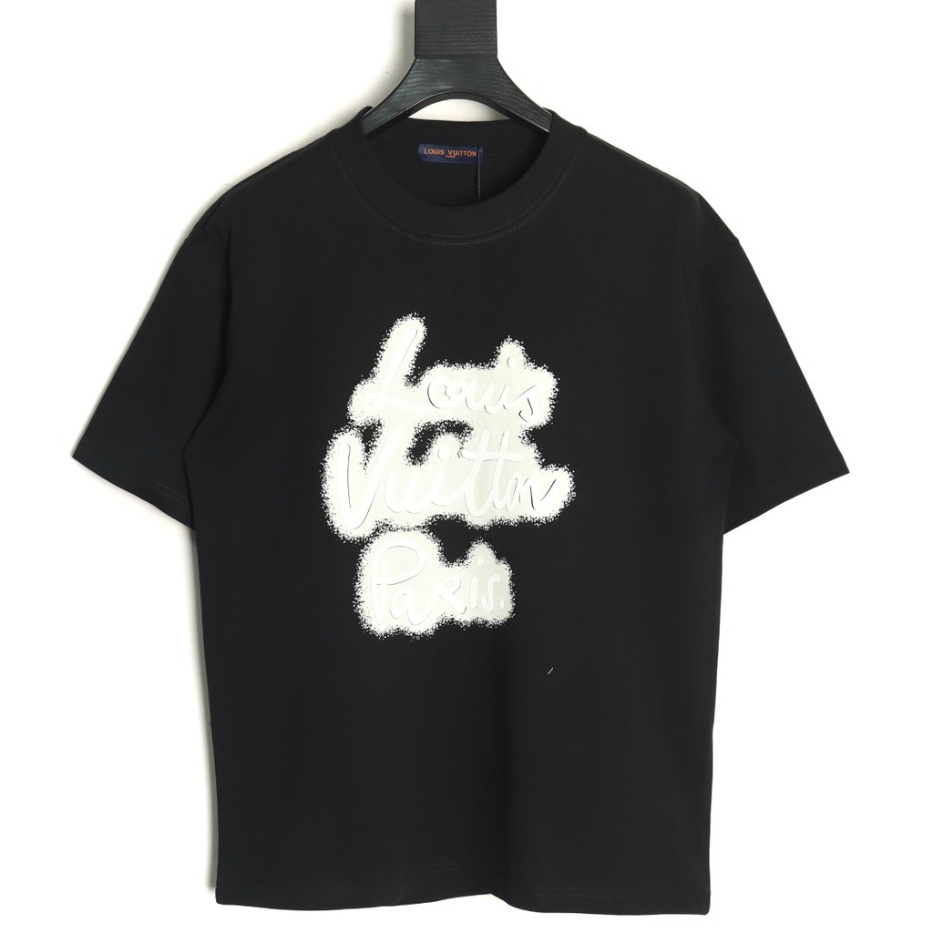LOUIS VUITTON/LV/2026ต้นฤดูใบไม้ผลิสไตล์ใหม่แขนสั้นเสื้อยืดผู้ชายผู้หญิงคู่เว็บไซต์อย่างเป็นทางการหน