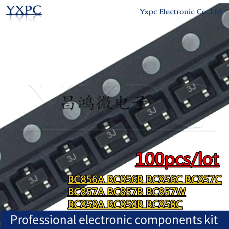 10PCS BC856B 3B BC856A 3A BC856C 3C BC857C 3G BC857A 3E BC857B 3F BC857W BC858A 3J BC-23 3K ชิป ic