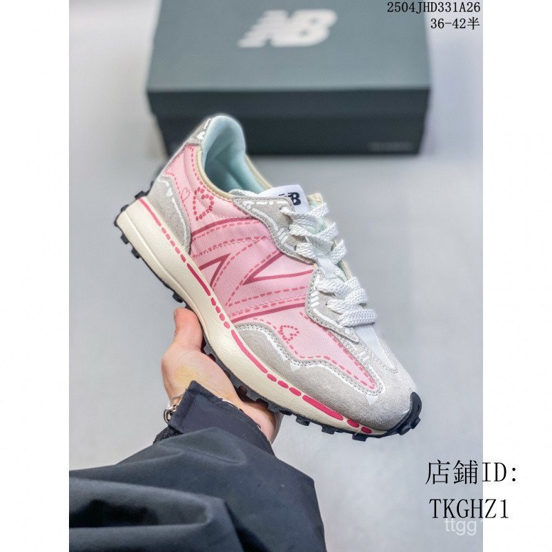 ใหม่สีชมพูน่ารัก Lovely Love Balance 327 Series Retro Casual Sports Jogging Shoes FF3P GT6B