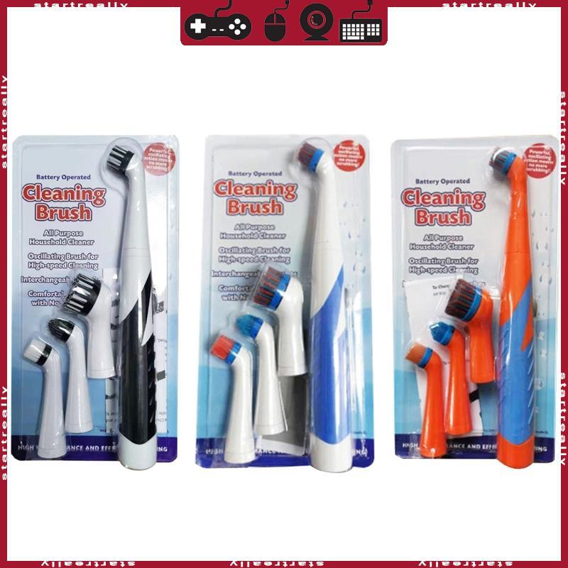 ST แปรงขัดไฟฟ้าแปรงทําความสะอาดแปรงไฟฟ้า Spin Scrubber ทําความสะอาด Gadget พร้อมหัว 4 ชิ้น