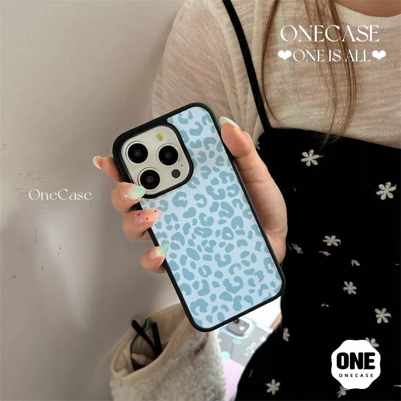 17เคสไอโฟนลายเสือดาวสีฟ้าชมพู สดชื่นฤดูร้อน สไตล์ Y2K สาวแซ่บ สำหรับ iPhone 15 Pro 17 Pro Max 16 Plus 14 17 Air 11 12 13