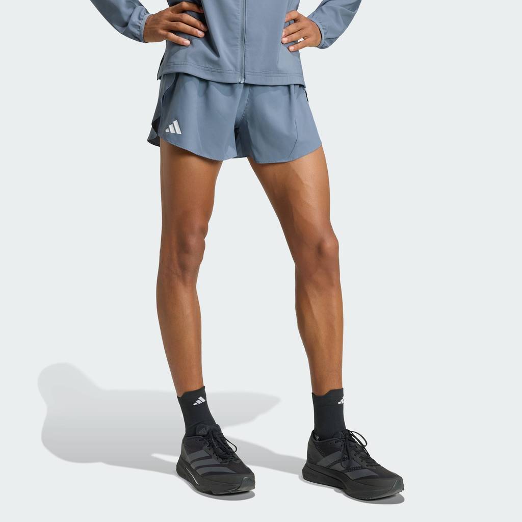 adidas วิ่ง กางเกงวิ่งขาสั้นผ่าข้าง Adizero Essentials ผู้ชาย สีดำ KT4841