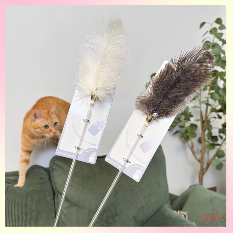 ไม้แมวขนนก ไม้ล่อแมว ไม้ตกแมวสุดคลีน ยืดได้ถึง 100 cm.